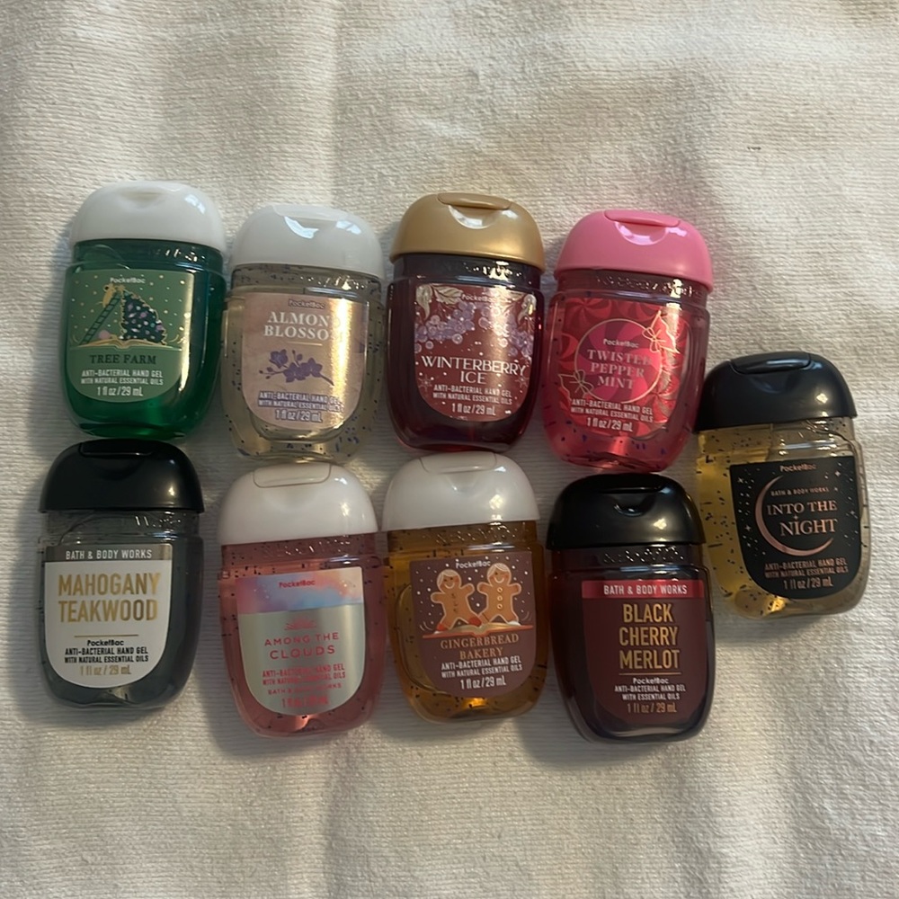 Bath and Body works hand sanitizer.  9 bottles total